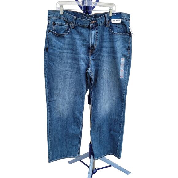 NWT Old Navy Jeans Basic Loose Flex Straight Blue Medium Wash size 42x32 - Picture 1 of 13